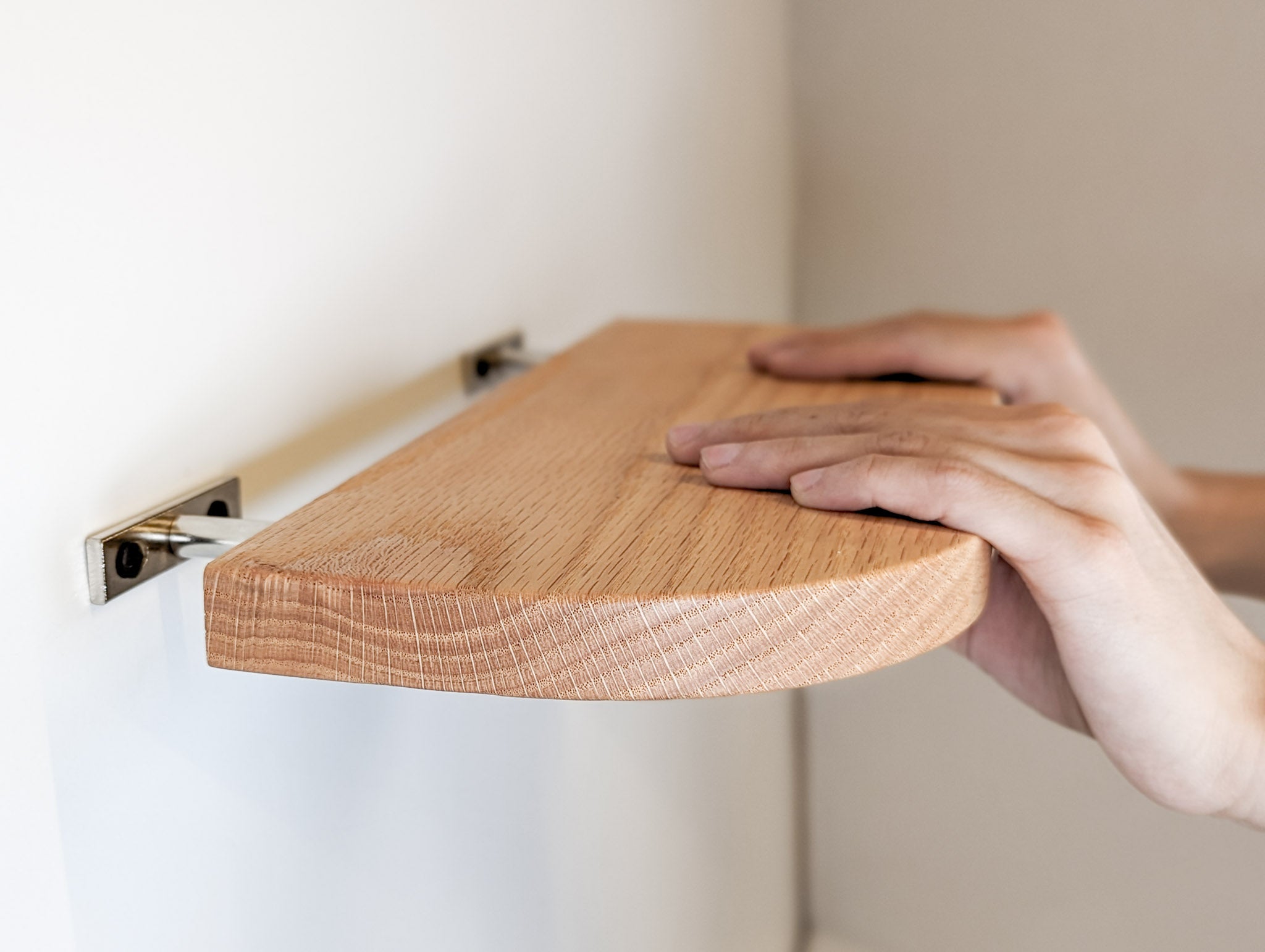 Stylish Thin Oak Floating Shelf with Rounded Corners - Wall Mounted Wooden Shelves for Living Room, Kitchen, Bathroom & Office Decor