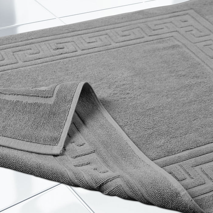 Premium Cotton 2-Piece Greek Key Border Bath Mat Set - Ultra Absorbent, Non-Slip Bathroom Rug - Perfect for Modern Bathrooms, Master Suites & Spa-Like Retreats