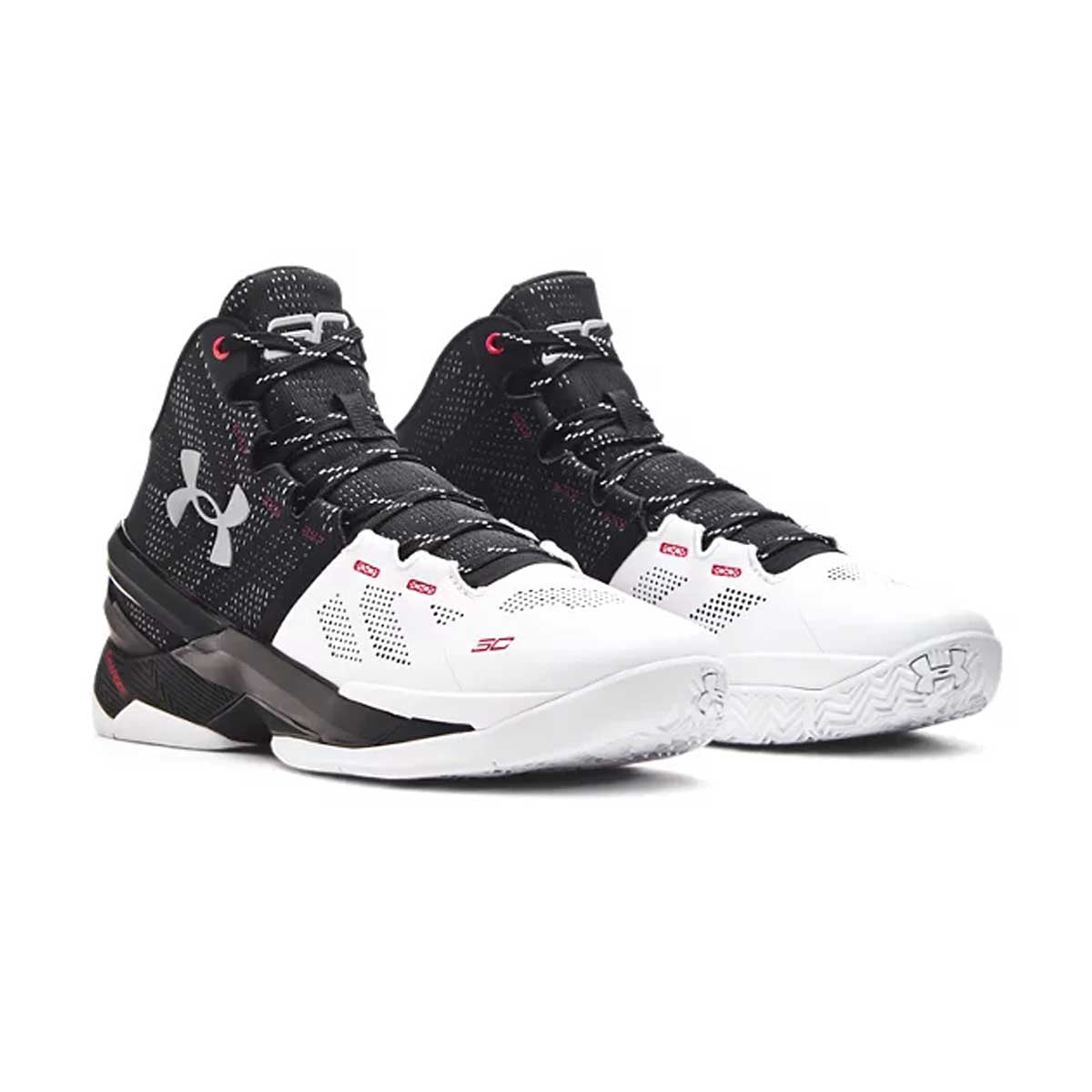 Curry 2 Retro Basketball Shoes - White & Black Men's High-Performance Sneakers for Indoor & Outdoor Court Play