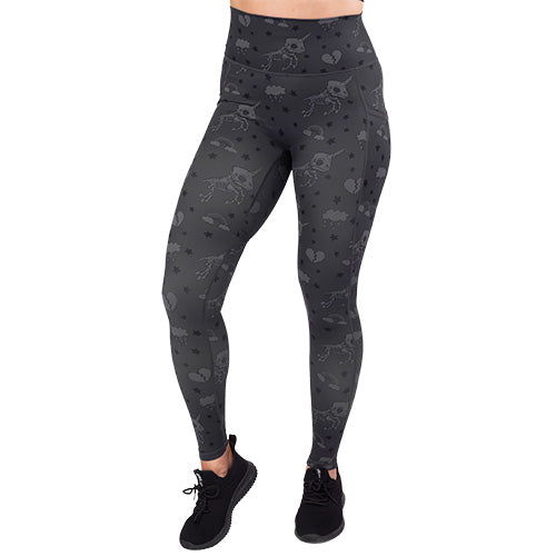 Unicorn Skulls Leggings - Gothic Fantasy Yoga Pants for Women | Perfect for Halloween, Cosplay & Workout