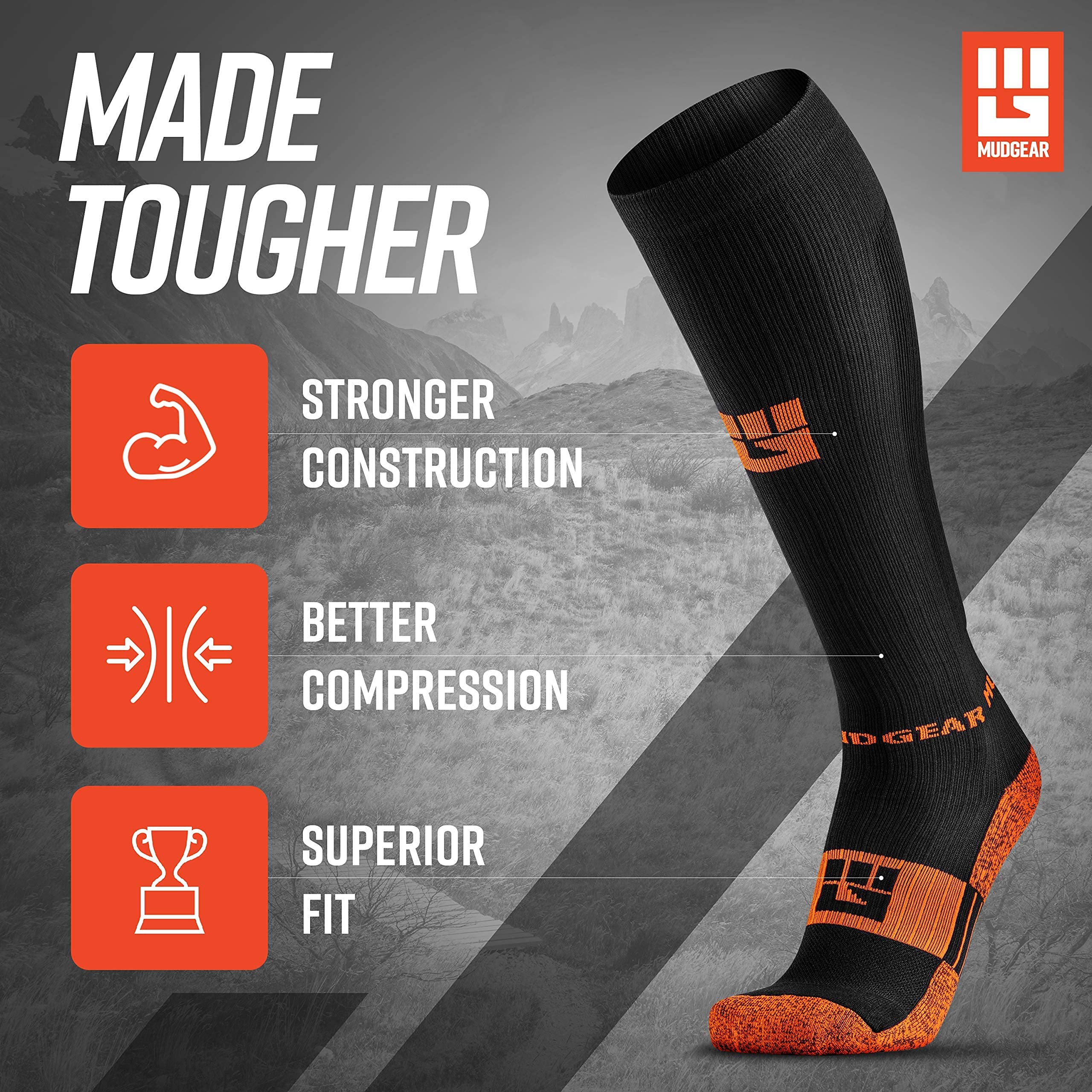 Premium Trail Running Socks Bundle - 1 Pair Tall Compression Socks + 2 Pairs Quarter Length Socks for Men & Women (Black/Orange, Large) - Perfect for Hiking, Marathon & Outdoor Sports