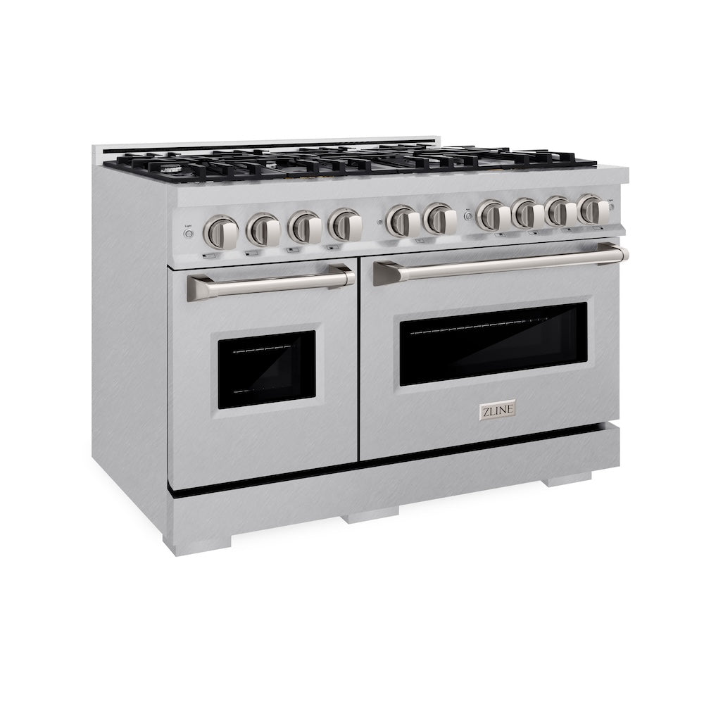 ZLINE 48-Inch 6.7 cu. ft. Classic Double Oven Dual Fuel Range with 8-Burner Gas Cooktop in Satin Stainless Steel (CDRS 48) - Perfect for Large Family Kitchens & Professional Home Chefs