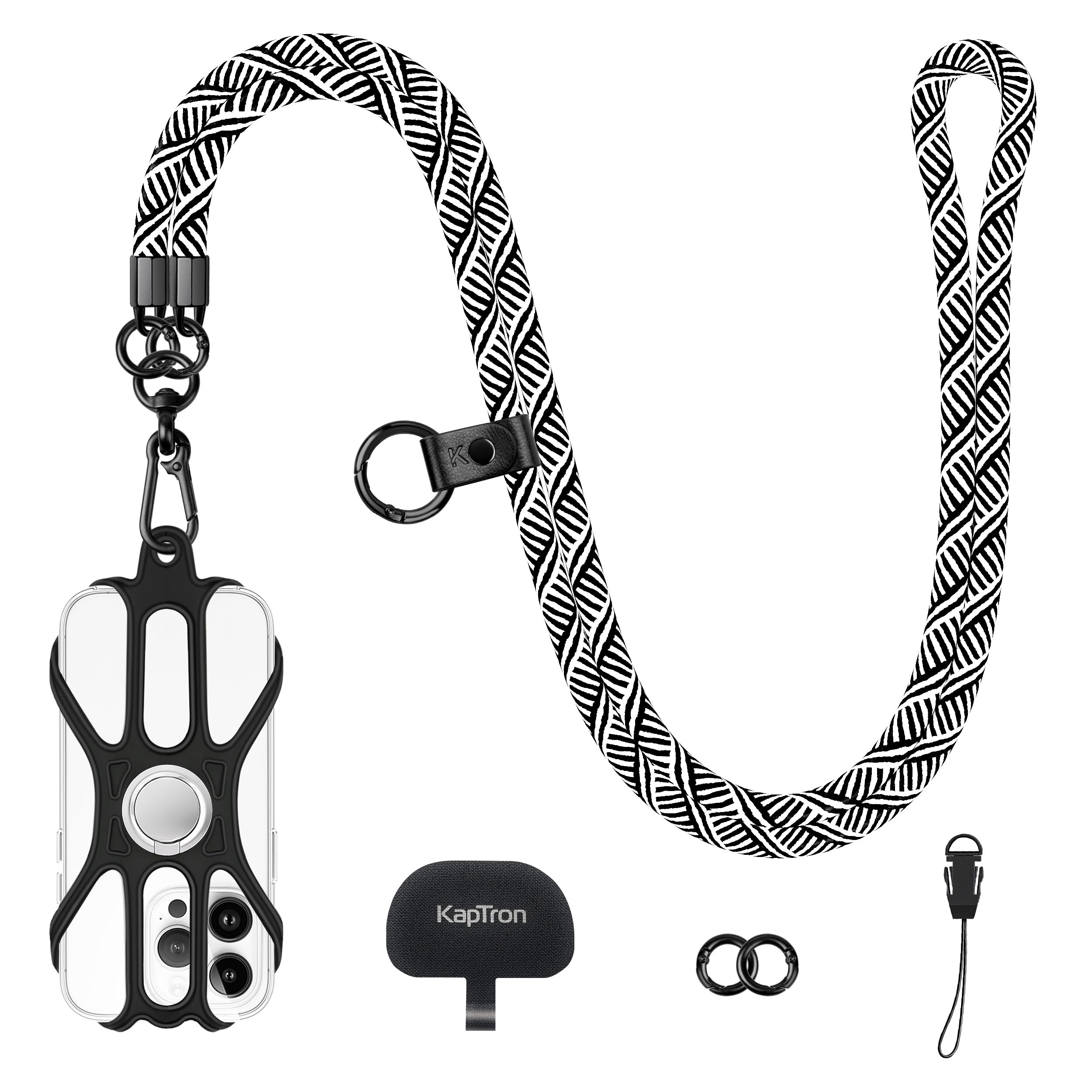 Kaptron Adjustable Crossbody Phone Lanyard with Silicone Holder - Universal Phone Strap for iPhone, Samsung & Smartphones - Perfect for Travel, Work, Concerts & Outdoor Activities