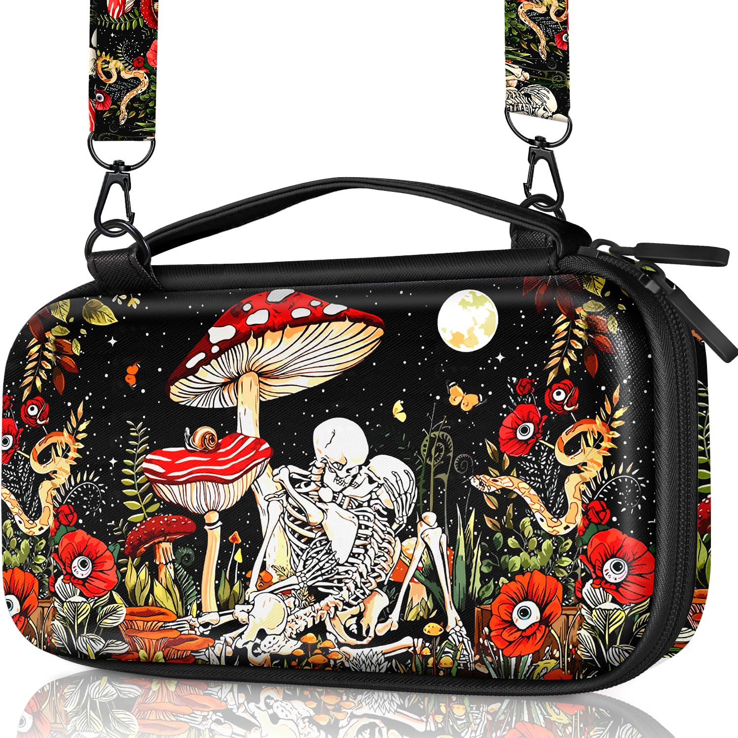 Nintendo Switch Lite Hard Shell Protective Case - Cute Mushroom Skull Design Travel Carry Bag for Girls & Boys | Durable Storage Pouch Accessory for Nintendo Switch Lite 2019 | Perfect for Gaming On-The-Go & Travel Protection