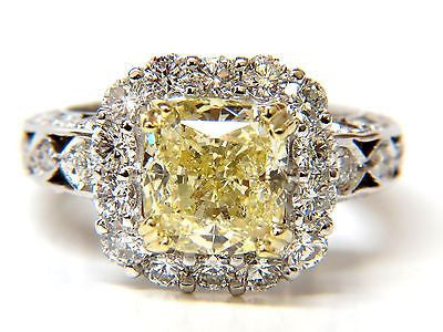 5.52CT GIA Certified Natural Fancy Yellow Cushion Diamond Cluster Halo Ring - VVS1 Clarity, Elegant Engagement & Wedding Jewelry for Women