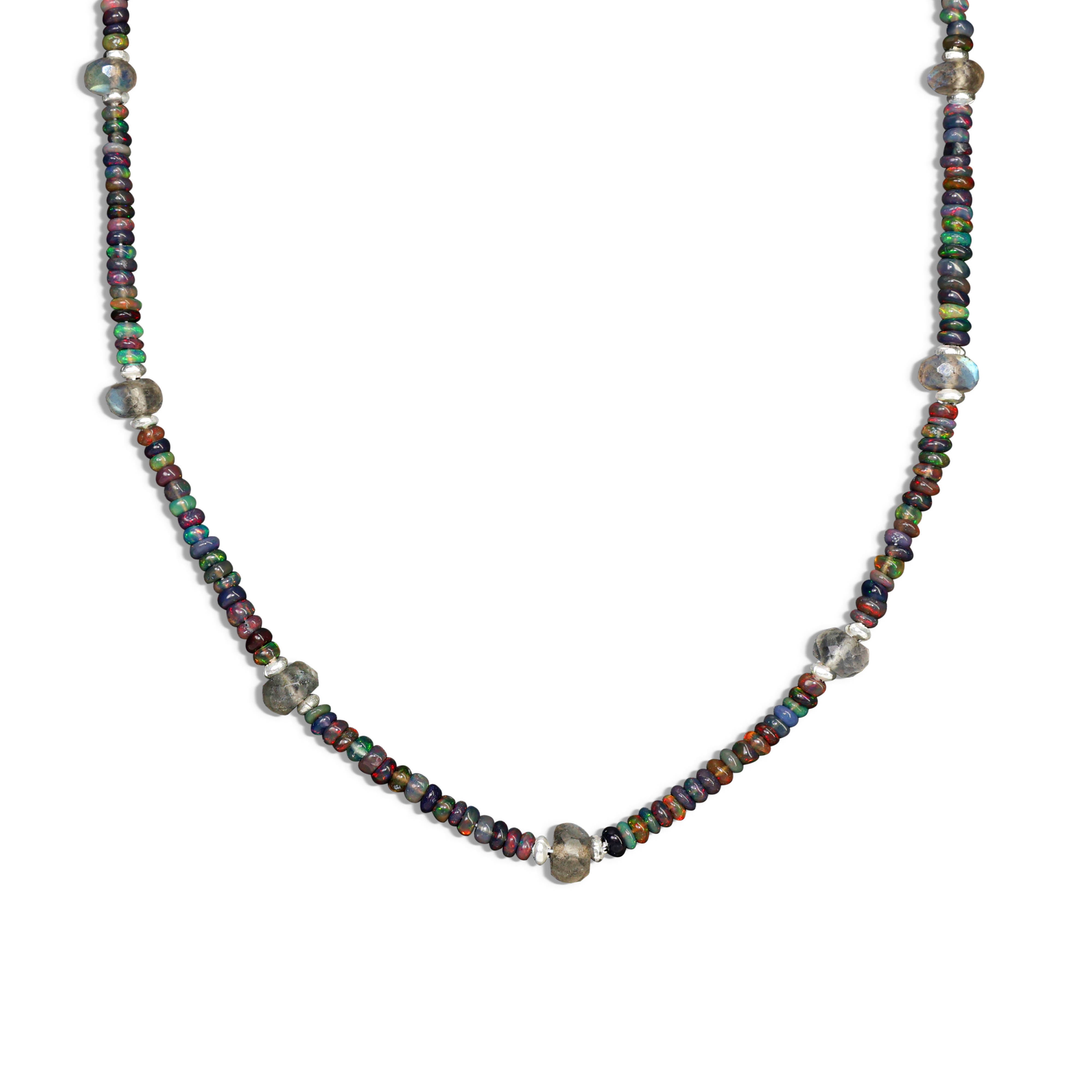 Handmade Natural Moonstone & Black Opal Beaded Necklace for Women | Boho Chic Jewelry | Perfect for Weddings, Parties & Everyday Wear