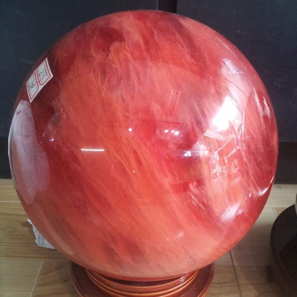 Red Crystal Ball with Rotating Base - 18cm Sollow Crystal Ball for Home & Office Decor, Feng Shui, Meditation & Gifts