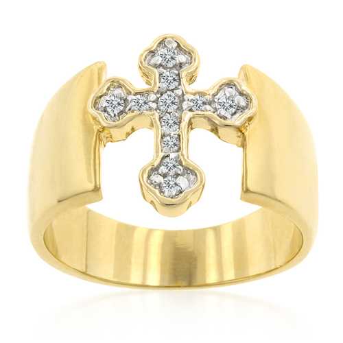 Elegant Two-Tone Gold and Silver Cross Ring for Women - Perfect for Everyday Wear, Gift Giving & Religious Occasions