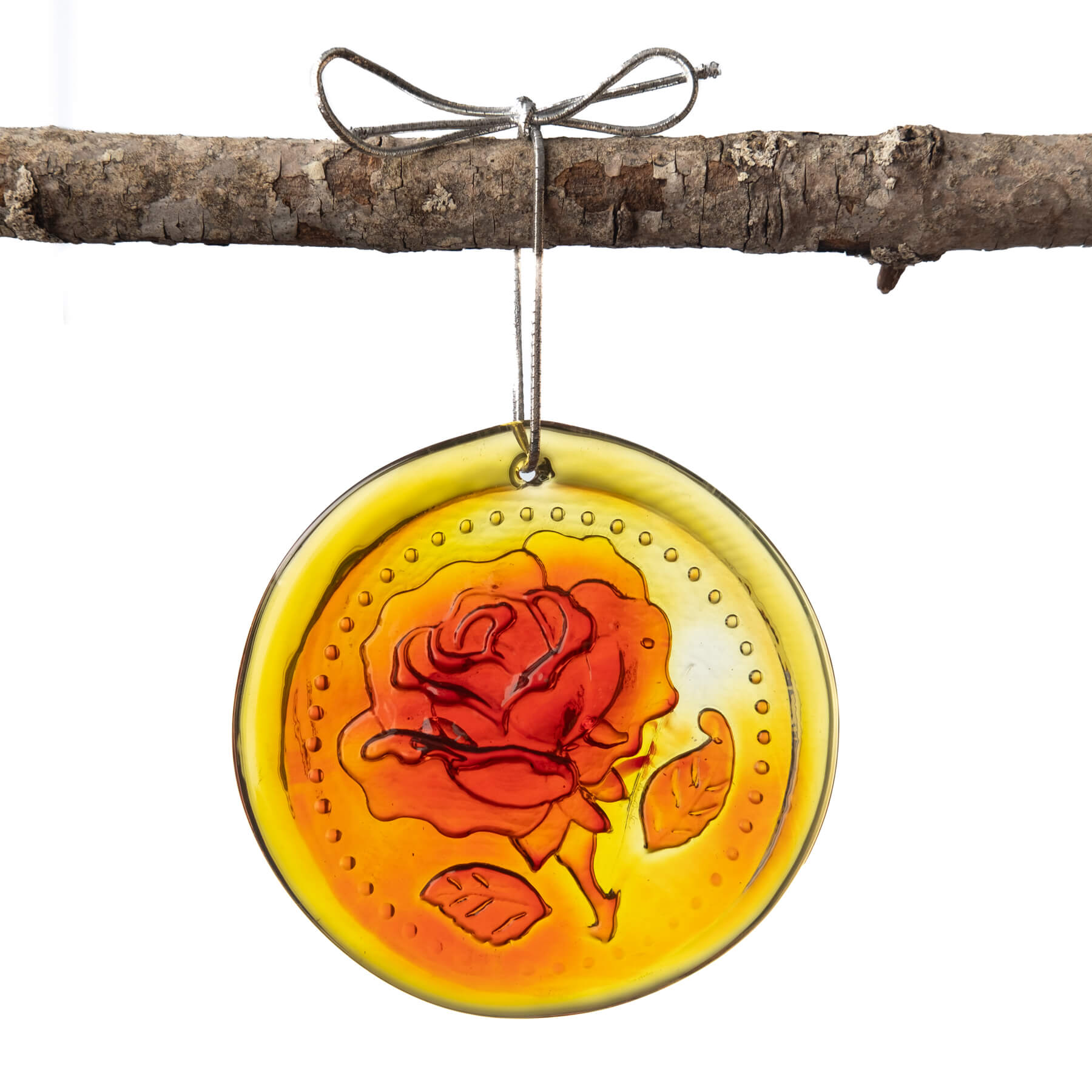 4 Rose' Suncatcher Tangerine - Stained Glass Window Decor for Home, Office & Garden - Perfect for Gifts & Room Decoration