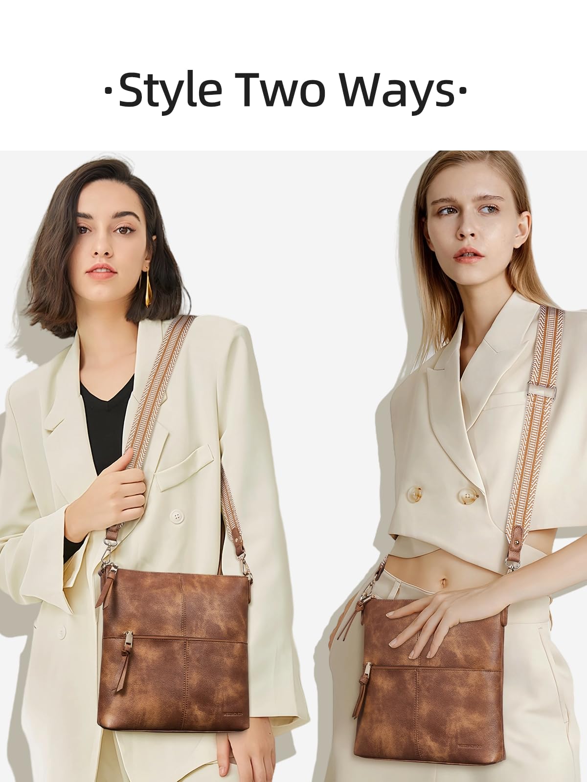 Women's Vegan Leather Crossbody Bag with Guitar Strap - Perfect for Daily Use & Travel
