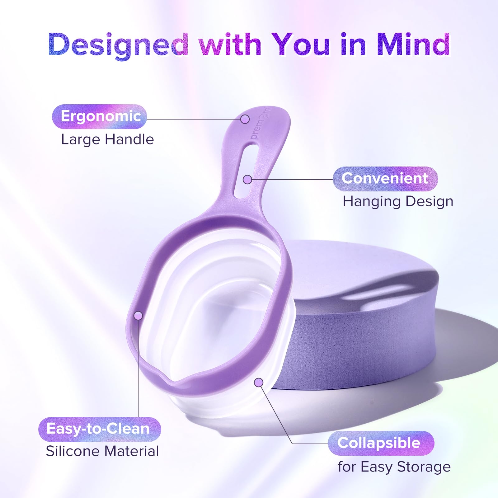 Premom 2 Pack Reusable Collapsible Urine Cups for Ovulation & Pregnancy Tests - Easy to Use & Clean Home Fertility Testing Kit for Women | Perfect for Tracking Fertility & Early Pregnancy Detection at Home