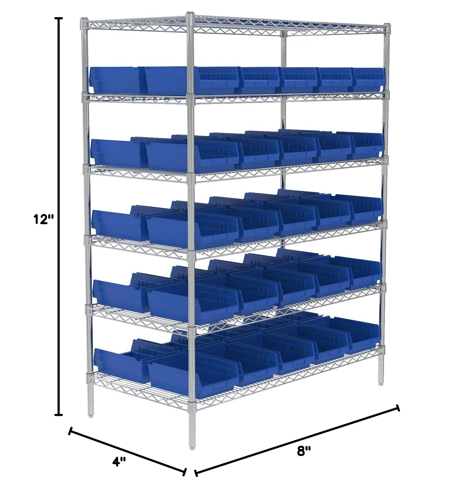 Akro-Mils 12-Pack Plastic Storage Bins for Kitchen Pantry Organization - Durable Stackable Containers in Red & Blue - Perfect for Spice Rack, Craft Supplies & Garage Tool Storage