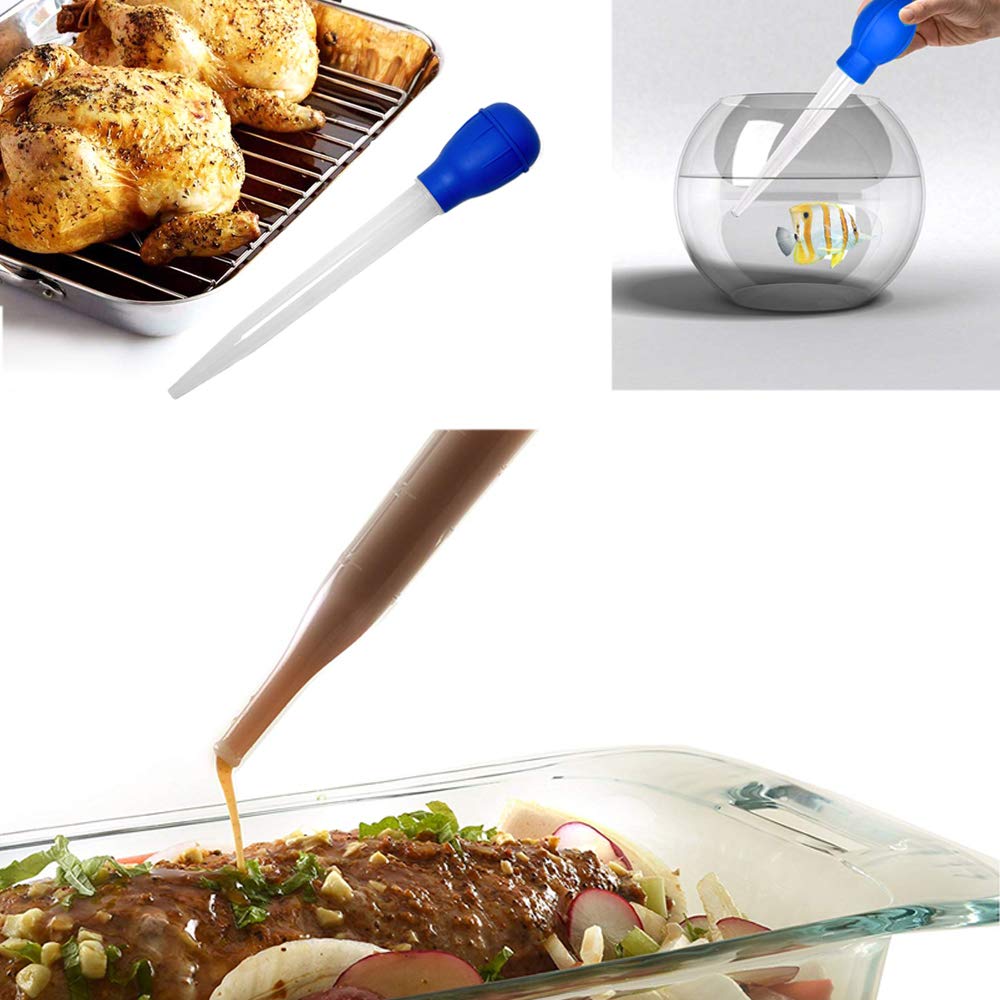 2 Pack Heat Resistant Nylon Turkey Baster with Rubber Bulb - BPA Free Kitchen Cooking Utensils for Roasting, Basting, and Marinating (Great for Thanksgiving, Christmas, and Everyday Cooking)