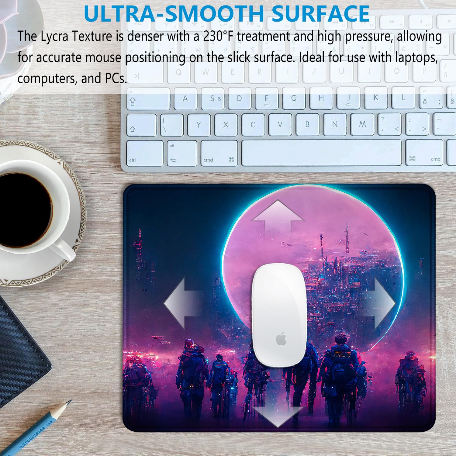 Large Sci-Fi Cyberpunk Art Mouse Pad 12x10 Inch - Non-Slip, Washable with Stitched Edges for Office, Computer & Laptop Use - Perfect for Gaming, Work & Home Office Setup