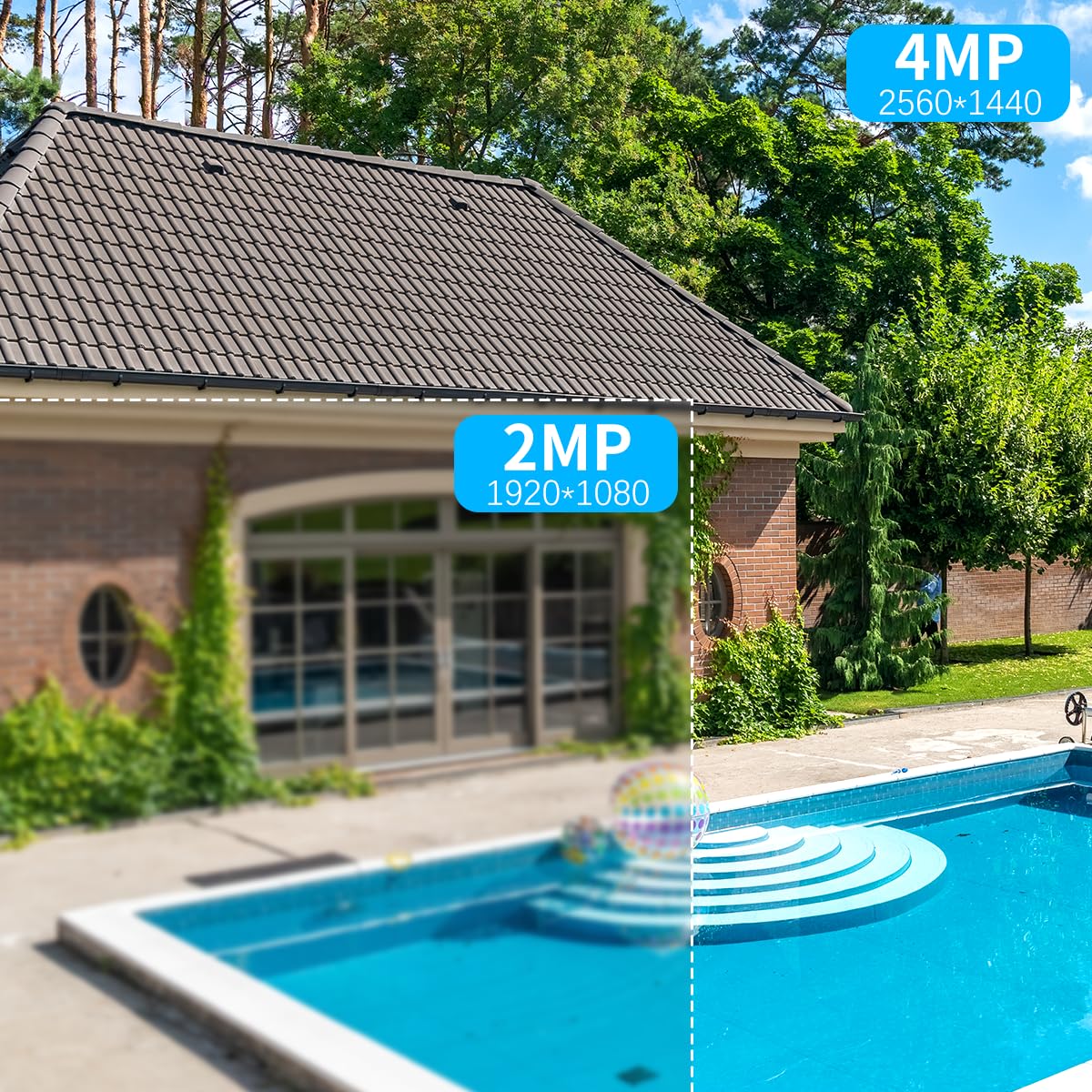 OOSSXX 4MP Solar Security Camera Outdoor Wireless - 2 Pack with Rechargeable Battery, WiFi Home Surveillance, Two-Way Audio & Night Vision | Weatherproof Solar Powered Cameras for Home, Garage & Backyard Security Monitoring
