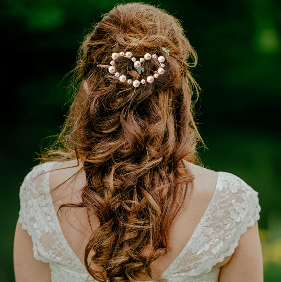Proplady Embellished Golden Heart Hair Clip - Elegant Hair Accessory for Women & Girls - Perfect for Weddings, Parties & Everyday Styling