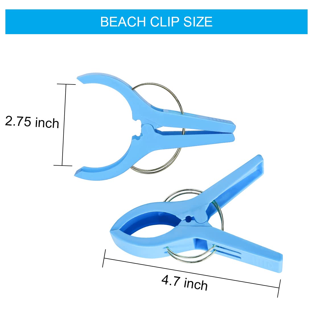 8 Pack Beach Towel Clips - Heavy Duty Plastic Chair Clips, Towel Holder & Clothes Pins for Pool, Lounge & Vacation - Secure Hanging Clamps for Beach, Gym & Outdoor Activities