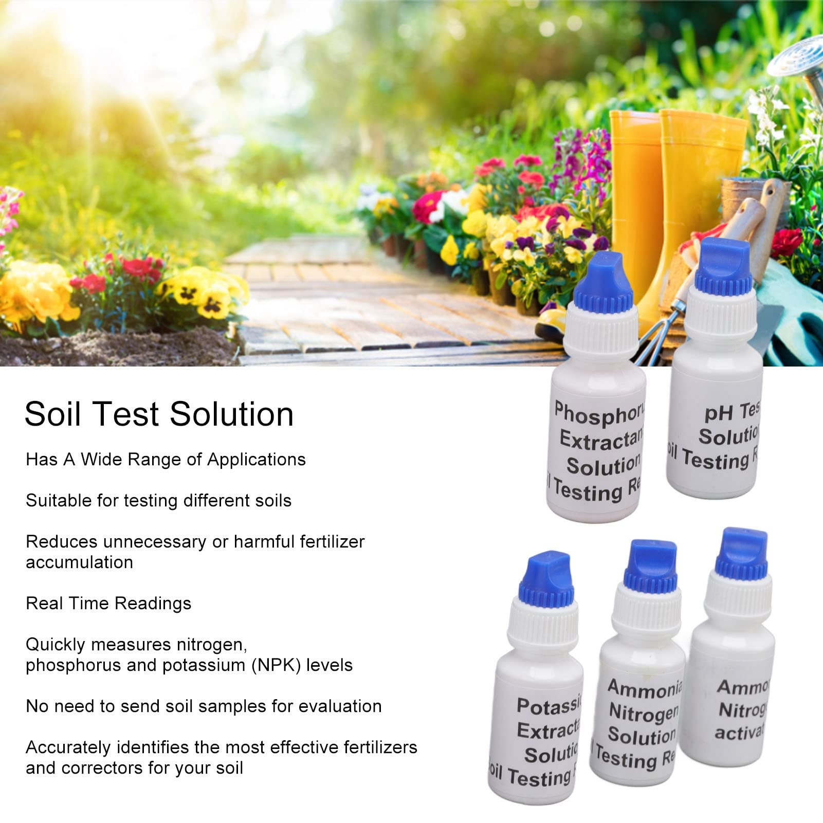 3-in-1 Soil pH Tester Kit with Nitrogen & Potassium Measurement | Digital Soil Test Kit for Agriculture, Gardening & Lawn Care | Includes Test Reagents, Tubes & Control Sheets | Perfect for Home Gardens, Farms & Plant Nurseries