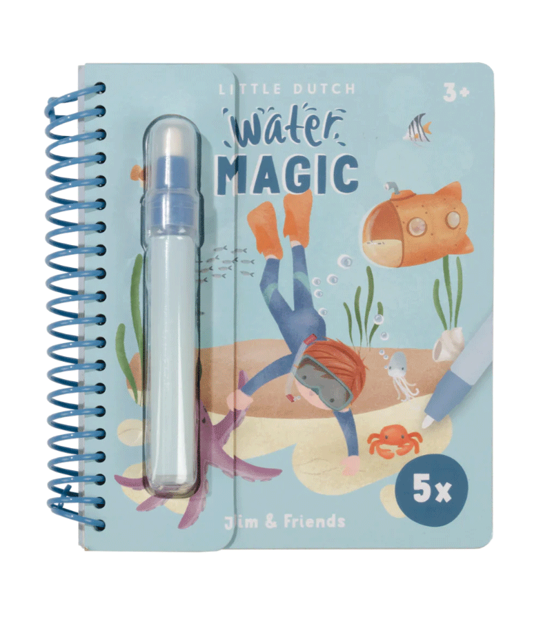 Little Dutch Jim & Friends Water Reveal Book - Interactive Sensory Activity for Toddlers - Perfect for Bath Time, Travel & Early Learning Play