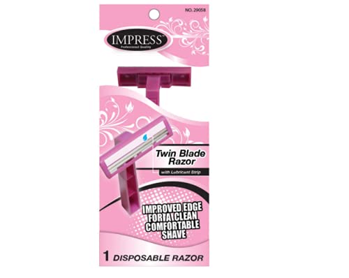Women's Razor 3-Pack - Impress Twin Blade Razors with Lubricating Strip | Smooth Shaving for Bikini Line, Pubic Hair & Sensitive Skin | Comfortable & Close Shave | Perfect for Travel, Gym & Everyday Use