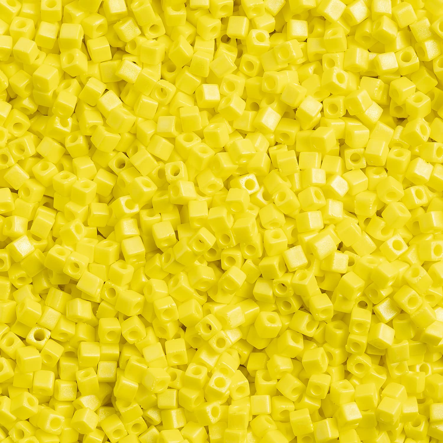 Miyuki 1.8mm Square Glass Beads - Opaque Yellow Matte AB Finish - Japanese Craft Beads for Jewelry Making (20g Vial) | Perfect for DIY Bracelets, Necklaces, and Beaded Art Projects