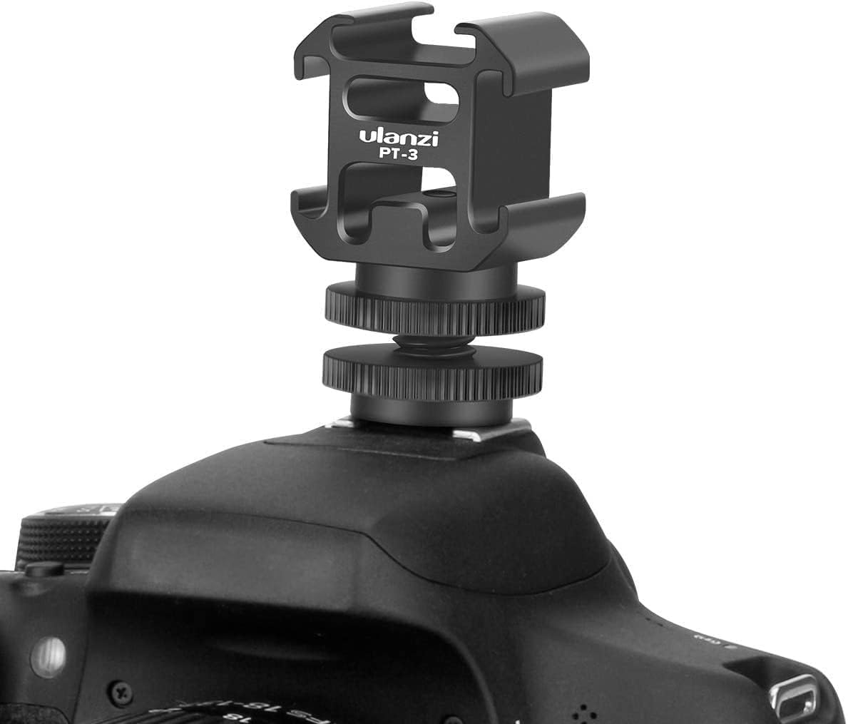 Ulanzi PT-3 Aluminum Camera Hot Shoe Mount Adapter with Triple Cold Shoe - Compatible with LED Lights, Monitors, Microphones & Studio Flash - Perfect for DSLR, Mirrorless & Video Camera Accessories - Ideal for Vlogging, Photography & Film Production