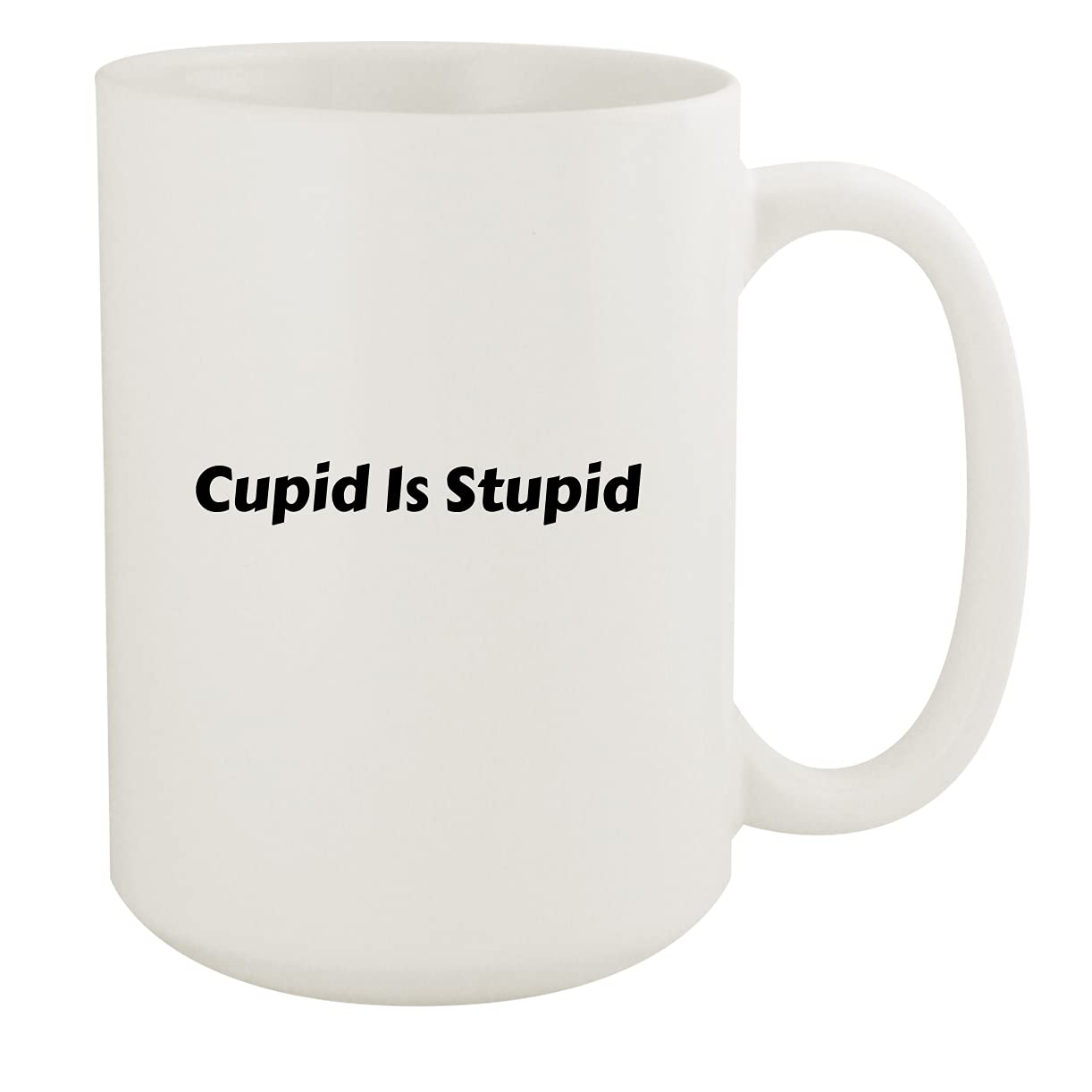 Funny Ceramic Coffee Mug 15oz - 'Cupid Is Stupid' White Valentine's Day Gift for Couples, Office Humor, Break Room Essentials