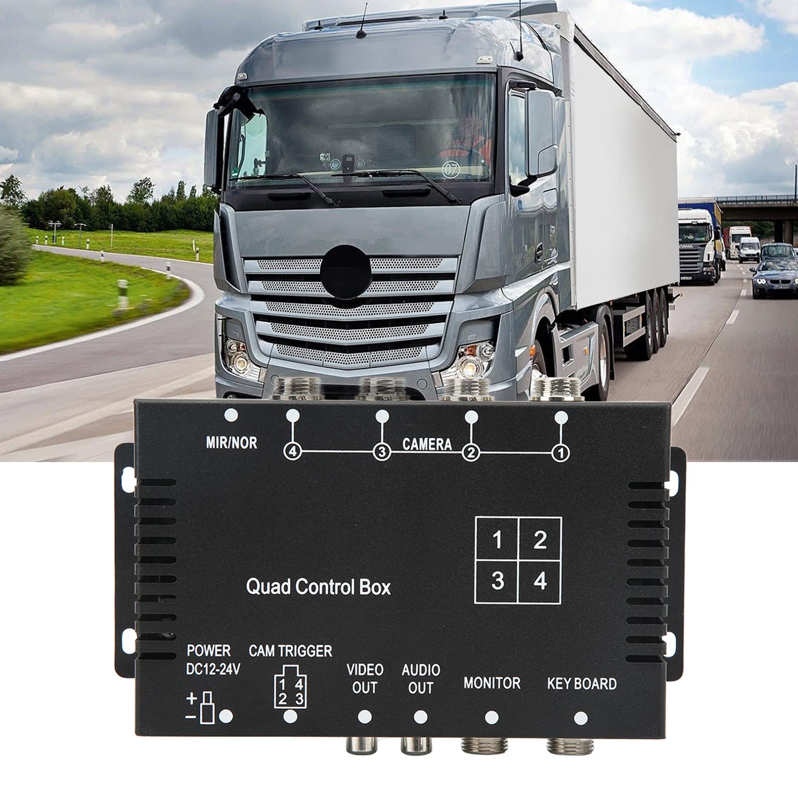 4 Channel Input 2 Way Output Rearview Camera Splitter Box - DC12V/24V Parking Camera Control Splitter for Car, Truck, Bus, Trailer & Boat - Perfect for Multi-Vehicle Monitoring & Backup Safety Systems