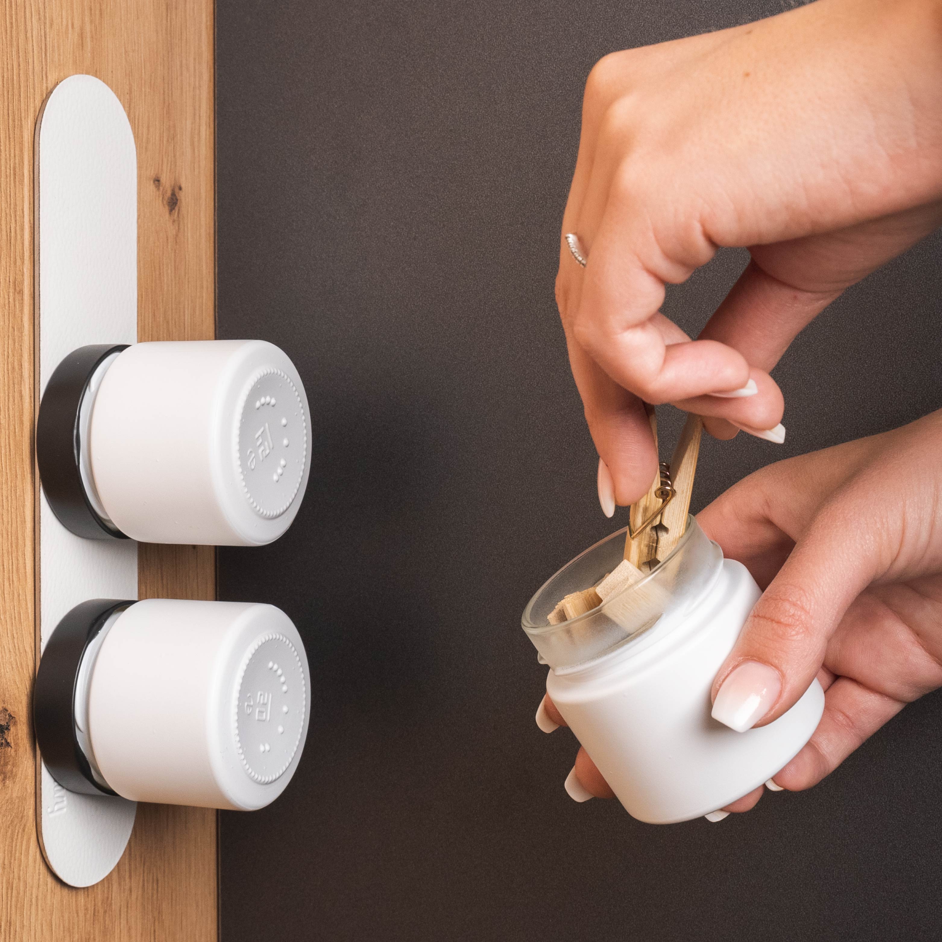 Premium White Magnetic Spice Jars 125ml with Wooden Lid - Perfect for Kitchen Pantry Organization & Spice Storage
