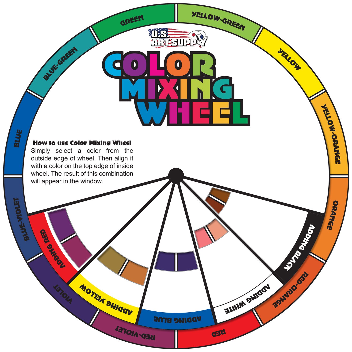 8 Inch Color Mixing Wheel - Artist Paint Palette Guide for Beginners & Professionals - Perfect for Acrylic, Oil & Watercolor Painting