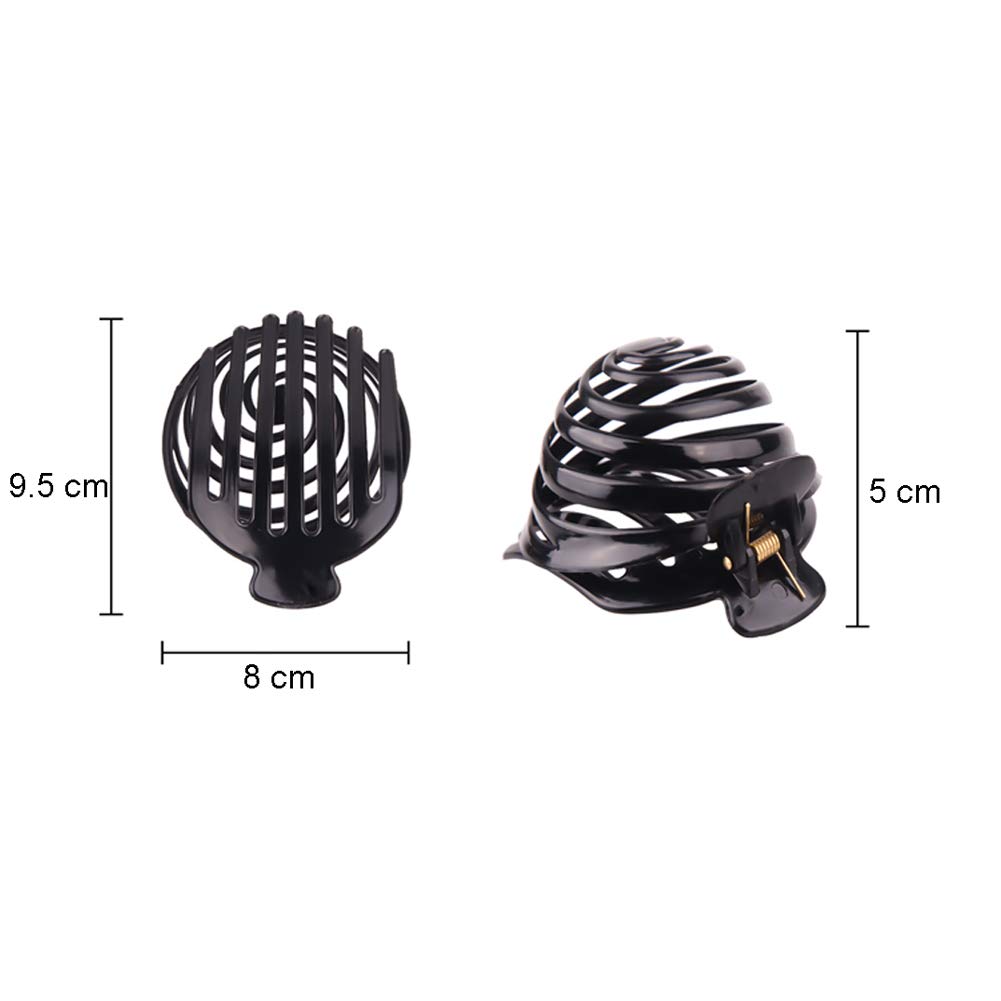 2 Pack Black Plastic Spiral Bun Makers - No Slip Hair Claw Clips for Women, Stylish Mushroom Head Hair Holders (Perfect for Updos, Ponytails & Everyday Hairstyles)