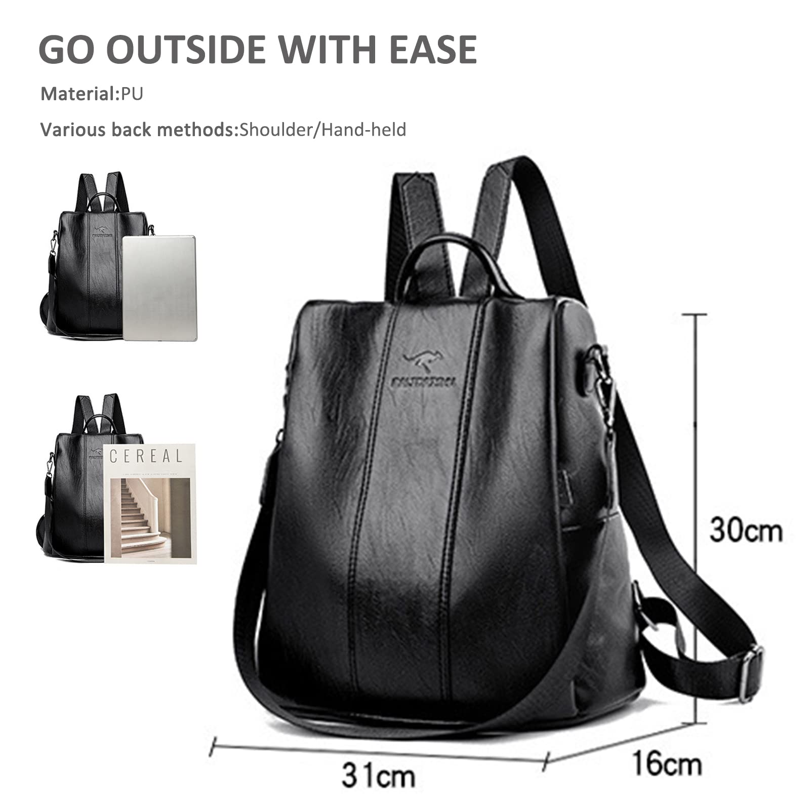 NICOLE & DORIS Women's Anti-Theft PU Leather Backpack - Stylish Waterproof Shoulder Bag for Work, School, Travel & Shopping | Perfect for Commuting, College Campus & Daily Errands