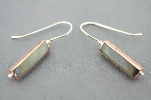Stylish Rectangle Copper & Silver Earrings with Obsidian - Elegant Boho Jewelry for Women - Perfect for Parties, Weddings & Everyday Wear