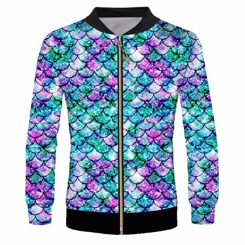 3D Printed Fish Scale Jacket for Men & Women - Slim Fit Long Sleeve Tracksuit Coat for Spring & Fall | Unisex Outdoor Activewear & Casual Street Style Fashion