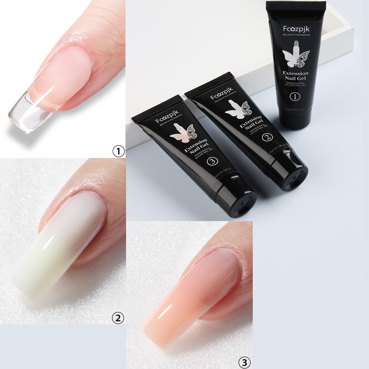 Poly Extension Gel Nail Kit - Clear White Pink Builder Gel with Slip Solution | Dual Nail Forms & Clips | Professional Poly Gel Starter Kit for Home Manicures | Perfect for DIY Nail Art & Salon-Quality Extensions