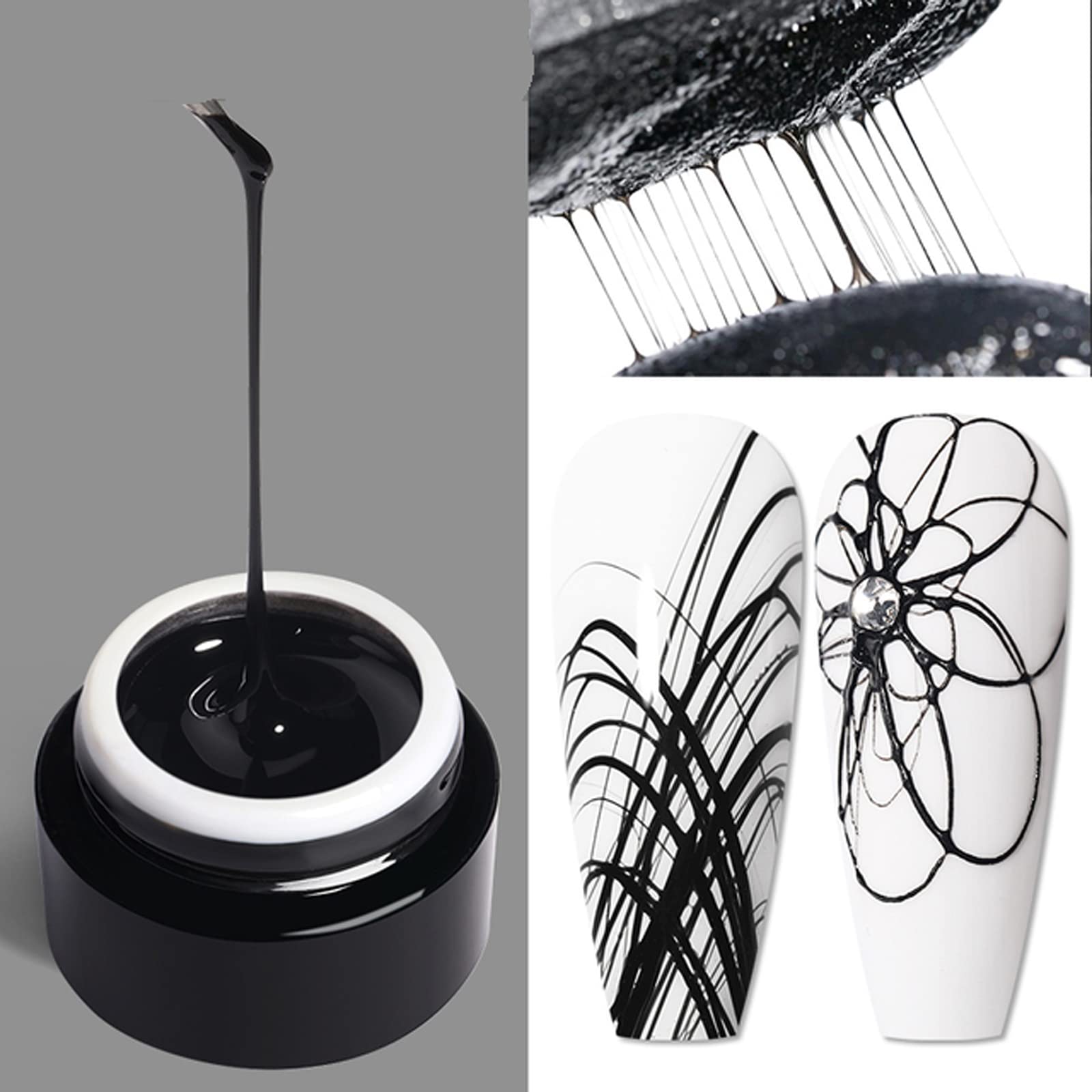 Black Spider Gel Nail Polish - UV LED Cured Gel Paint for DIY Nail Art Designs | Professional Manicure Gel for Halloween, Gothic & Creative Nail Styles