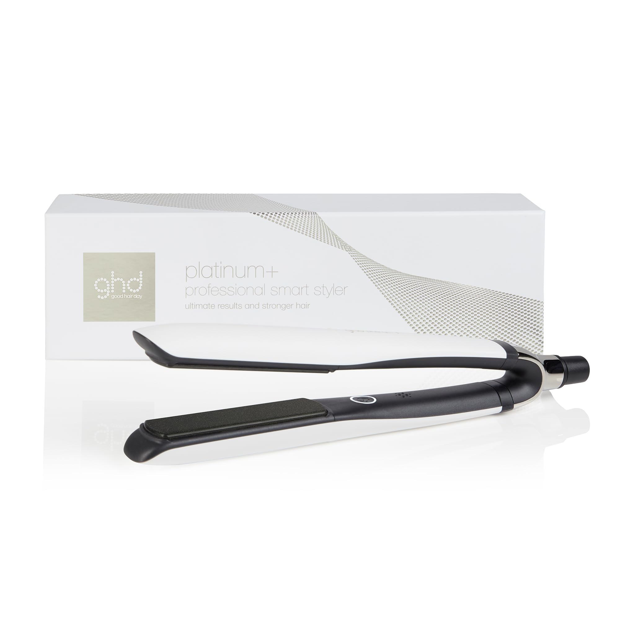 ghd Platinum+ Professional Hair Straightener - White | 75% More Shine & 70% Stronger Hair | Adjustable Heat for All Hair Types | Perfect for Color-Treated & Damaged Hair | Salon-Quality Styling at Home