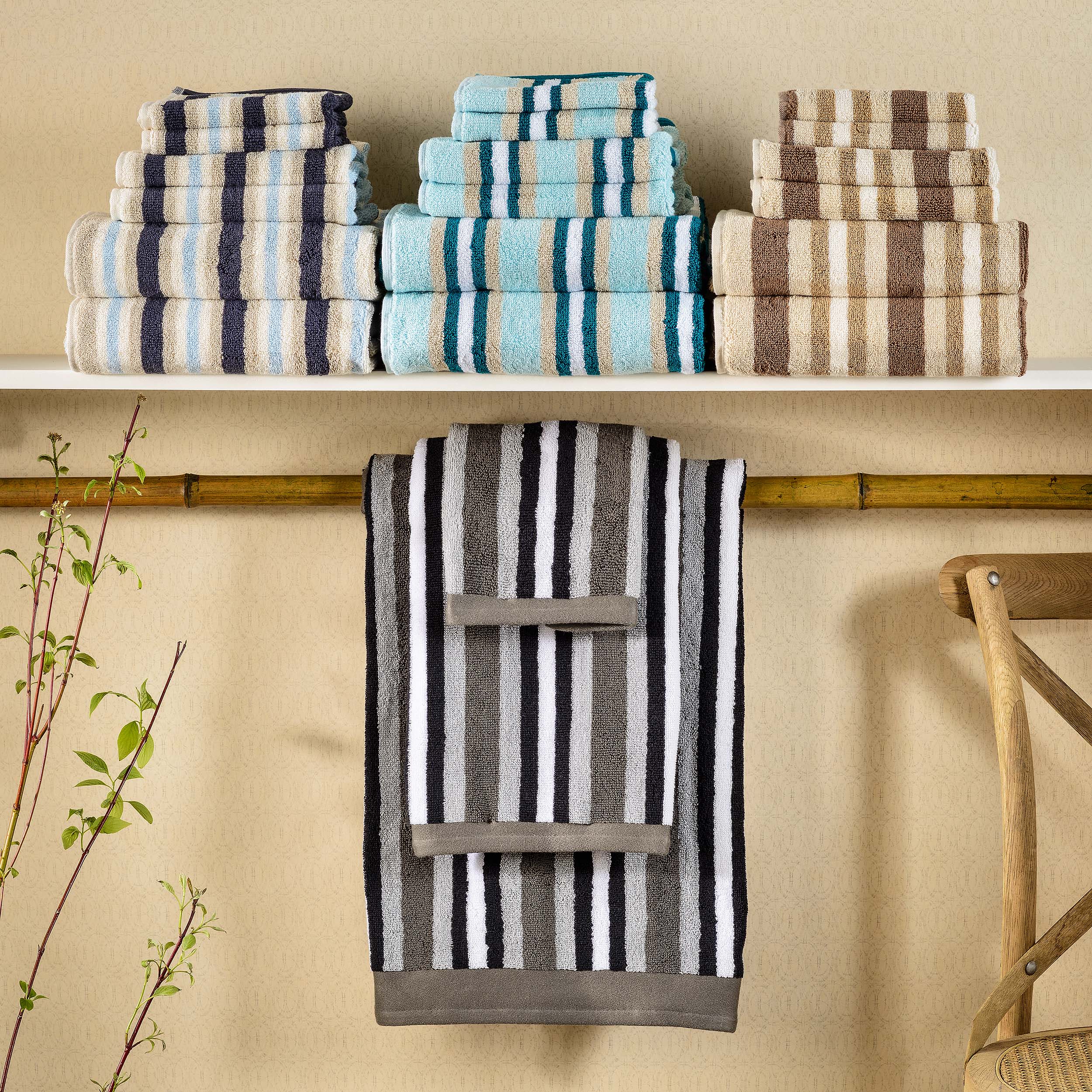 Premium Cotton Striped 2-Piece Bath Sheet Set - Super Soft & Absorbent Towels for Spa, Bathroom & Beach Use