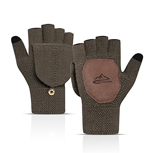 Touchscreen Fingerless Gloves for Men & Women - Winter Warm Pop-Top Mittens Unisex Variety To Go - Perfect for Outdoor Activities, Running, Cycling & Smartphone Use