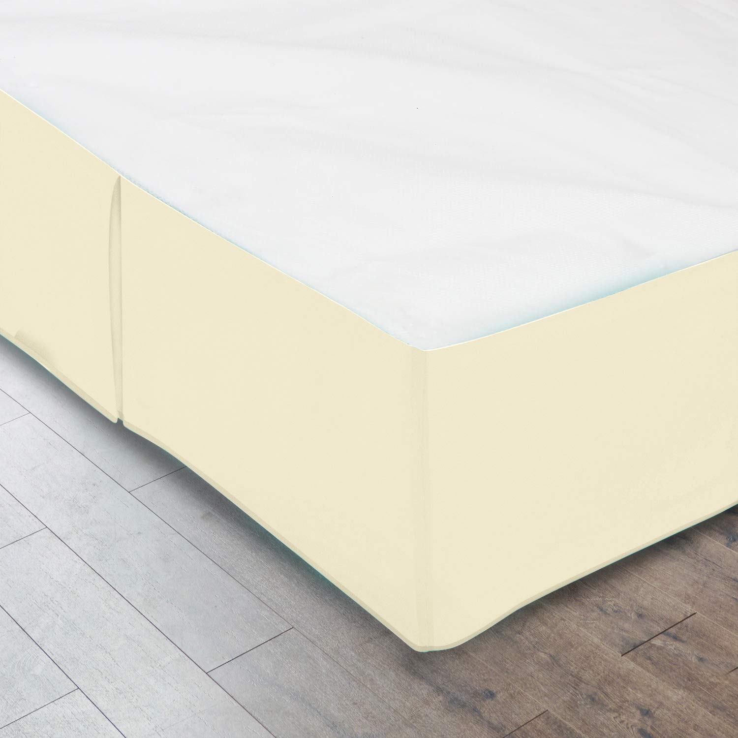 600 Thread Count Pure Cotton Pleated Bed Skirt - Twin XL Size Split Corner Box Pleat Design with 18 Inch Drop - Ivory - Perfect for Guest Rooms, Master Bedrooms & Luxury Hotel Decor