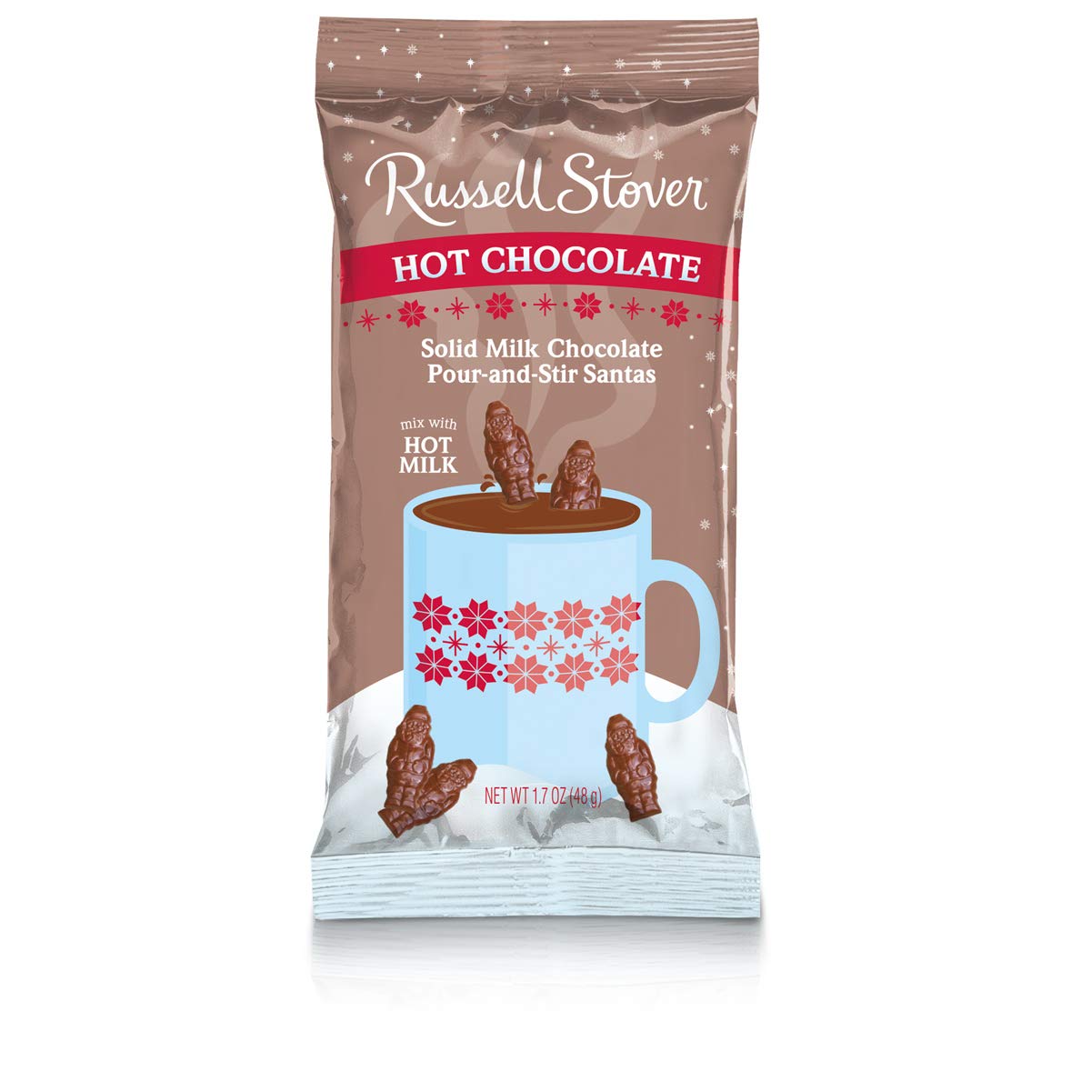 Russell Stover's Hot Chocolate Santa - 1.7 oz Bag of Premium Milk Chocolate Cocoa Mix for Christmas Gifts & Holiday Treats - Perfect for Stocking Stuffers, Office Parties & Cozy Winter Nights