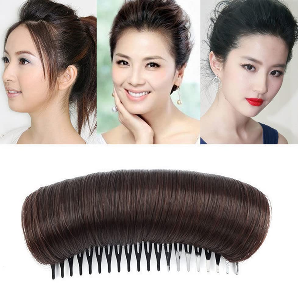 3Pcs Hair Volume Bump Inserts with Invisible False Hair Clips & Fluffy Pads - DIY Hairstyling Tool Set for Women (Dark Brown) - Perfect for Parties, Weddings & Everyday Volume Boost