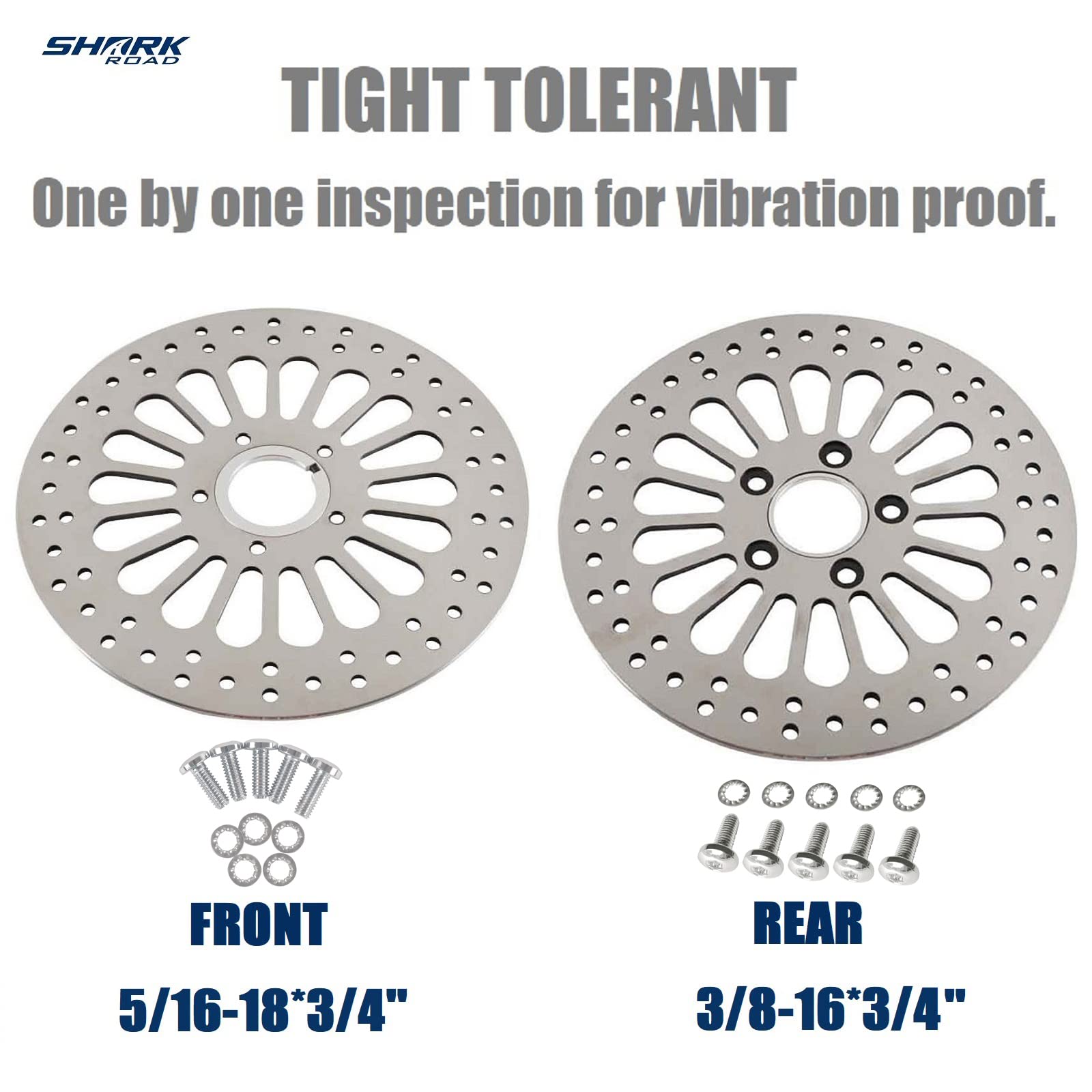 SHARKROAD 1 Pair Front & Rear Brake Rotors 11.5