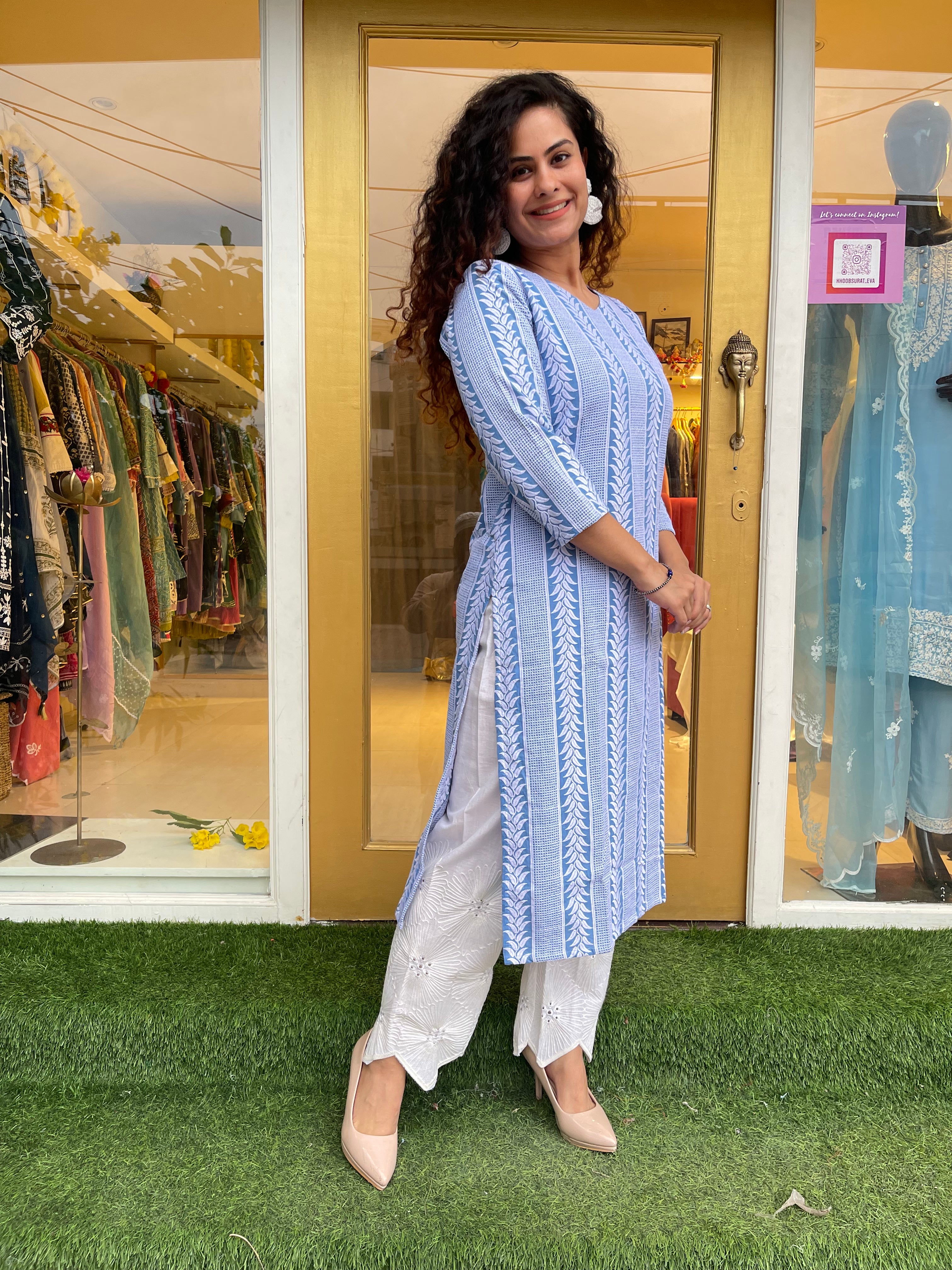 LILY BLUE KURTA SET - Stylish Indian Ethnic Wear for Women | Perfect for Festivals, Weddings & Casual Outings