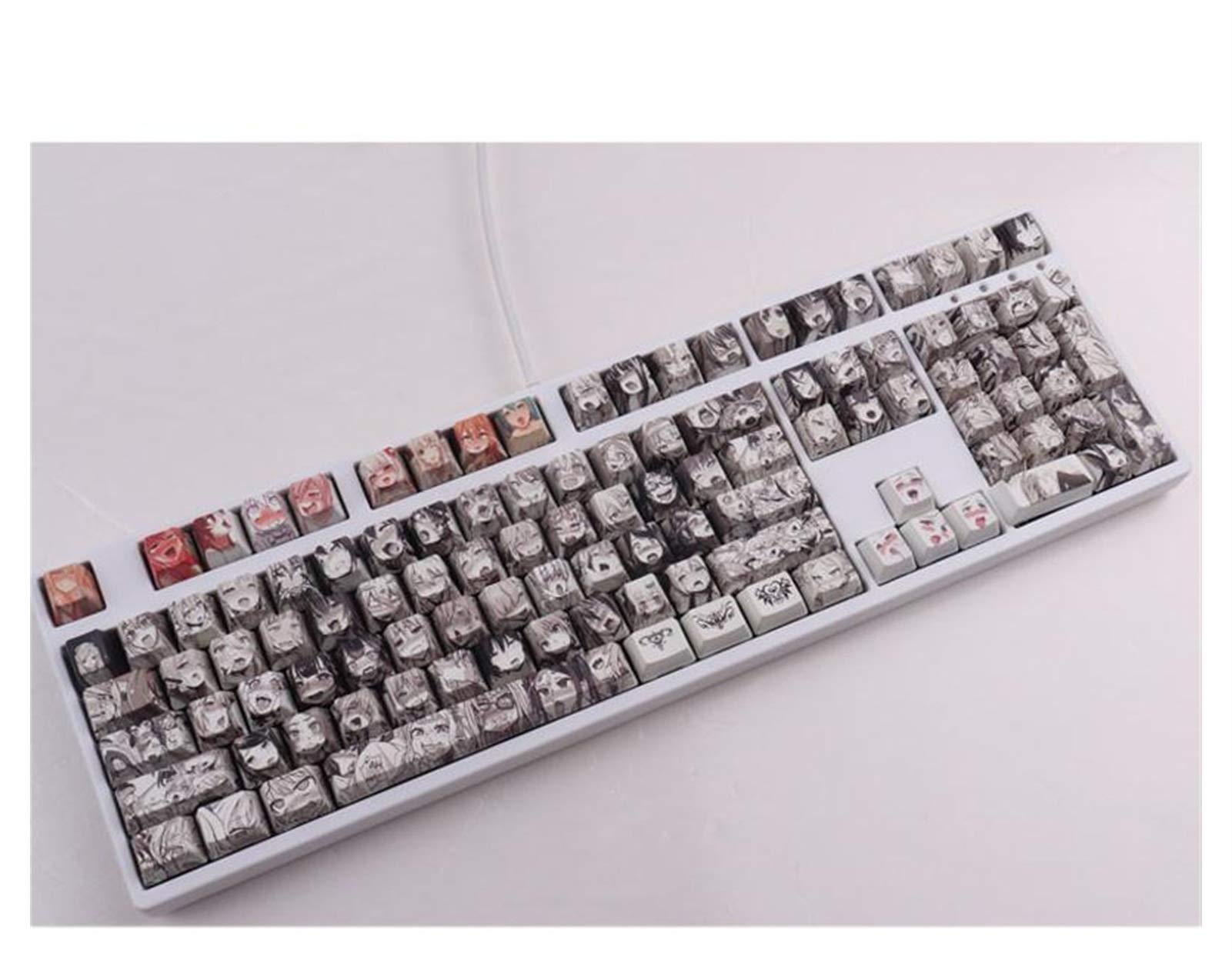 108-Key PBT Dye-Sublimated Japanese Anime Keycaps for Mechanical Keyboards - OEM Profile, Black - Perfect for Gaming & Typing Enthusiasts