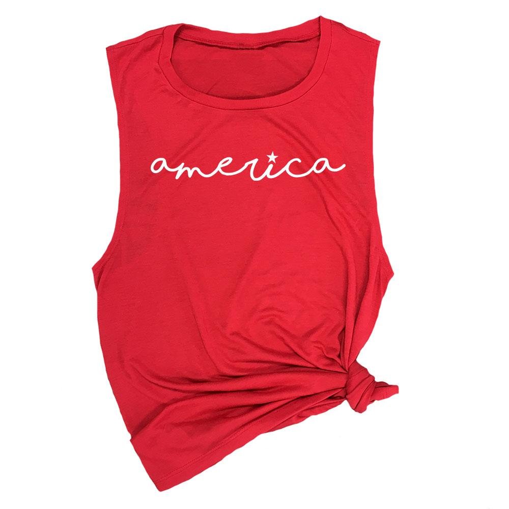 Patriotic USA Flag Muscle Tee Shirt for Men & Women - 4th of July Independence Day Party Outfit - Perfect for BBQ, Beach & Summer Festivals