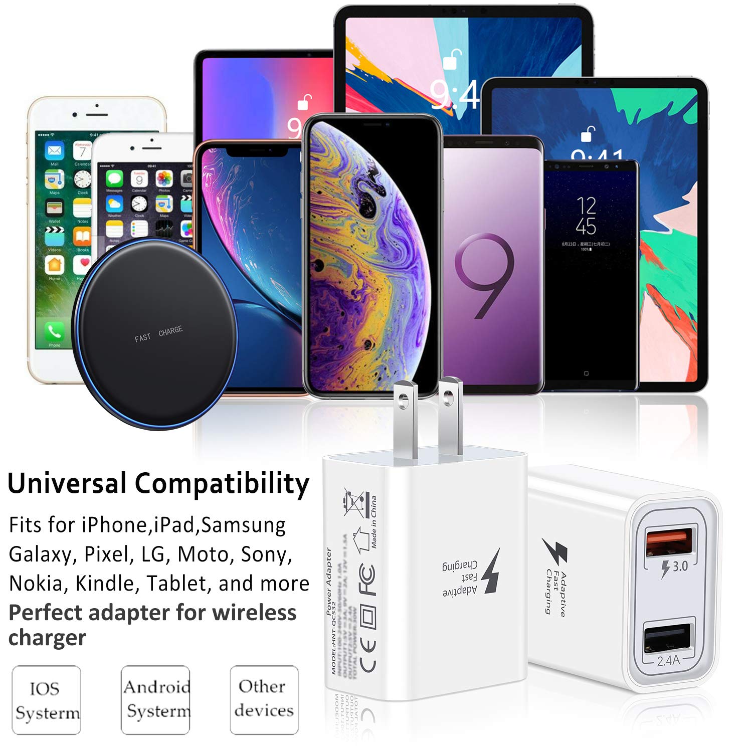 Pofesun 2-Pack Dual Port USB Wall Charger with Quick Charge 3.0 - Fast Charging Cube Power Adapter for iPhone 15/14/13/12/11 Pro Max, Galaxy S23/S22/Note 20, Pixel (White) - Perfect for Home, Office & Travel Charging