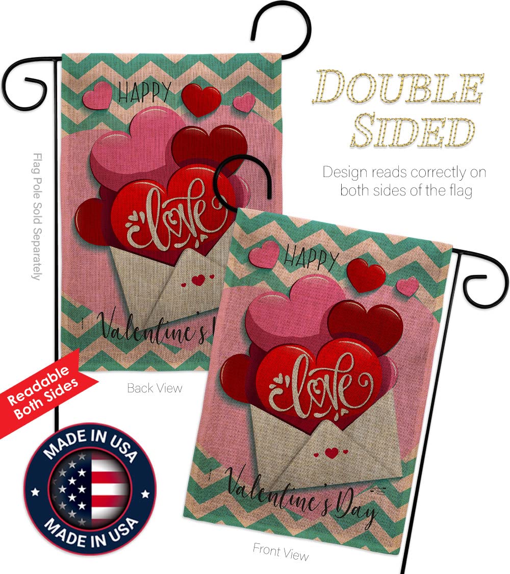 Valentine's Garden Flag Set with Stand - Romantic Heart Couple Decor for Yard & Home - Made in USA