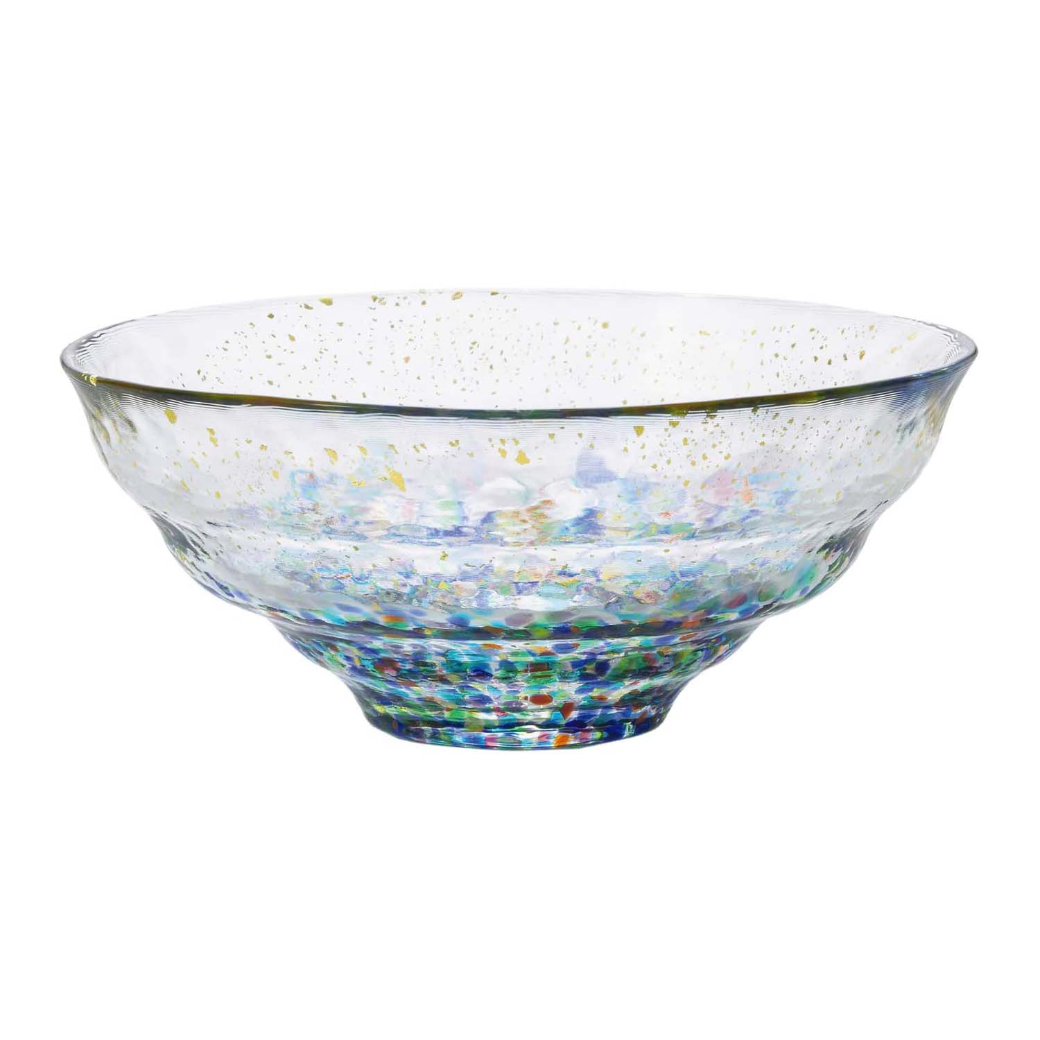 Aderia Tsugaru Soda Lime Glass Gold Leaf Paint Bowl - Elegant Japanese Handcrafted Glassware for Home Decor, Gift, and Art Display