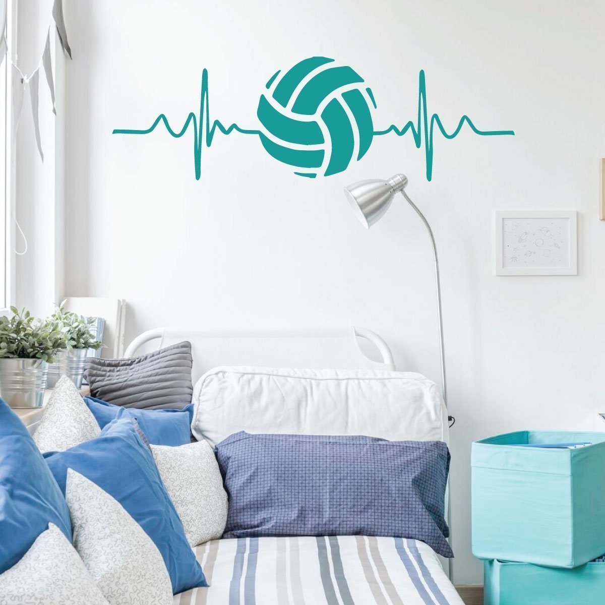 Heartbeat Volleyball Wall Decal - Premium Vinyl Sports Art Decor for Bedroom, Playroom & Gym - Easy to Apply & Remove - Perfect for Volleyball Lovers & Sports Themed Room Decor